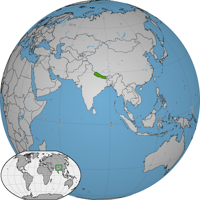 Nepal's location on the globe